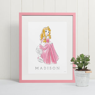 Poster Disney Princesse Aurore Aquarelle Chambre de fil