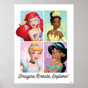 Poster Disney Princesse "Imaginez, Créez, Explorez !"