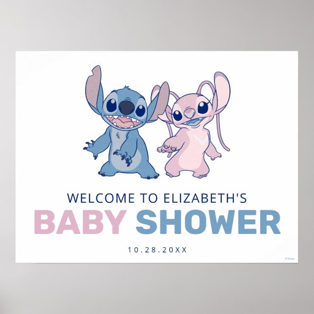 Poster Disney's Stitch | Accueil Baby shower jumeaux (Devant)