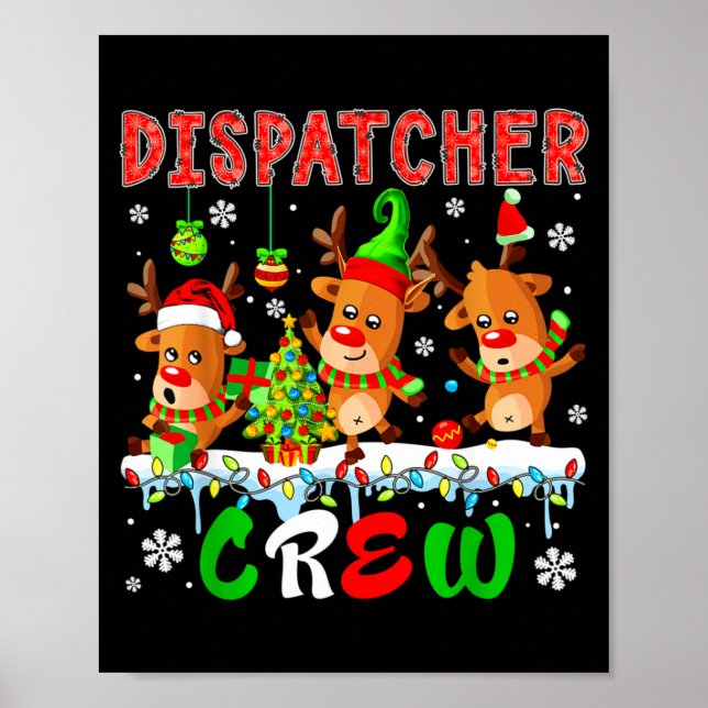 Poster Dispatcher Crew Three Cute Santa Elf Reindeers Xma (Devant)