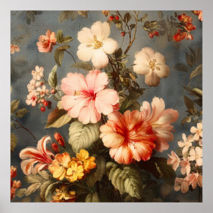 Poster Disposition florale vintage vibrante