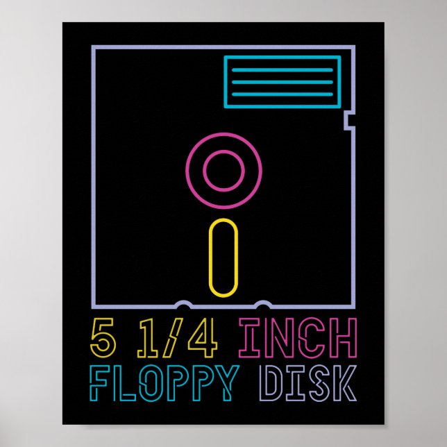 Poster Disque disquette Neon 80s 90s (Devant)