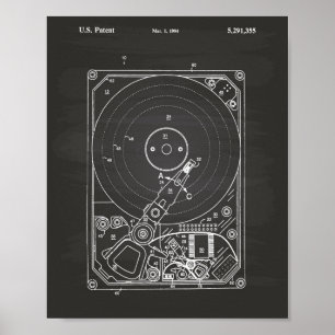 Poster Disque dur 1994 Patent Art Chalkboard