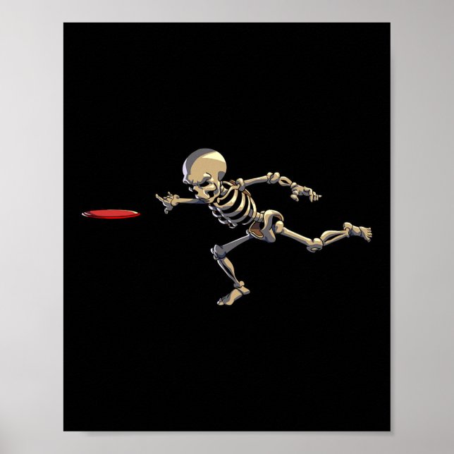 Poster Disque Golf Skeleton Halloween Hommes Disque Golf  (Devant)