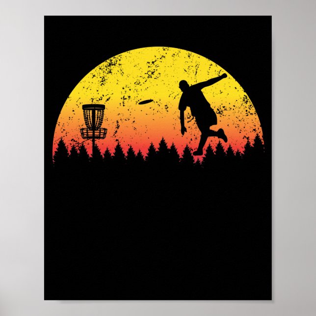 Poster Disque Sunset Golf Arbre Panier Volant (Devant)