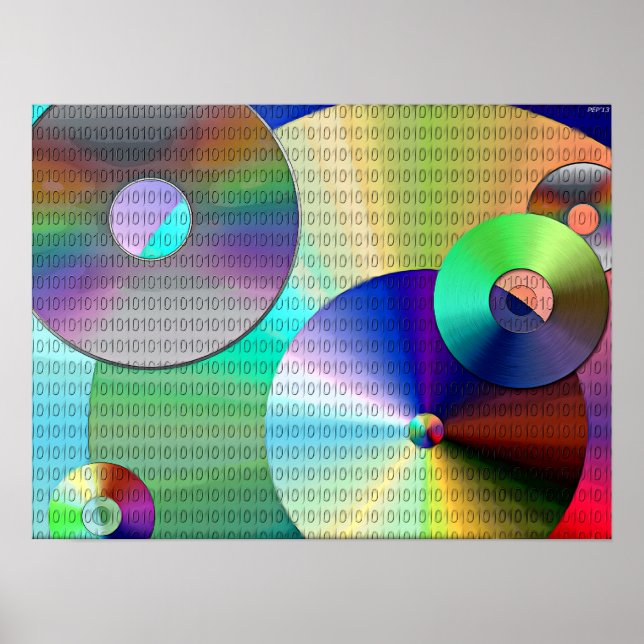 Poster Disques binaires Abstraits (Devant)
