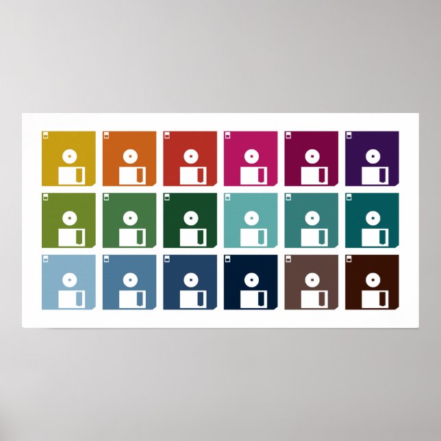 Poster Disques de disquettes colorés (Devant)
