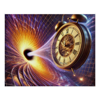 Poster Distorsion temporelle dans le trou noir - horloge