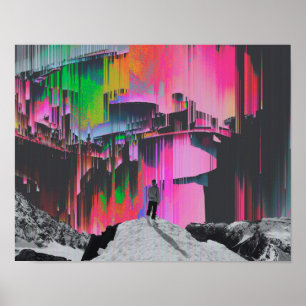 Poster distortion, screen, pixels, pixel sorting, glitch,
