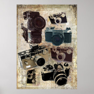 Poster distressed photographe retro camera