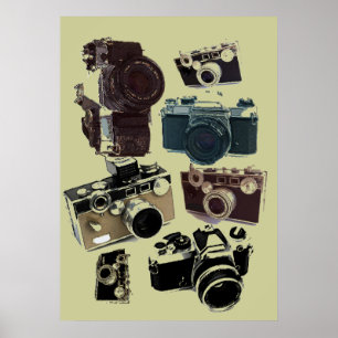 Poster distressed photographe retro camera