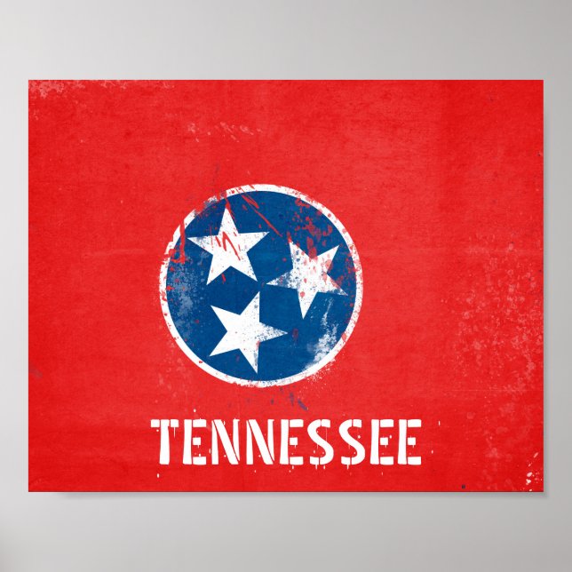 Poster Distressed Tennessee Flag (Devant)