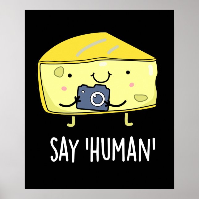 Poster Dites Homme amusant photographe Cheese Pun Dark BG (Devant)