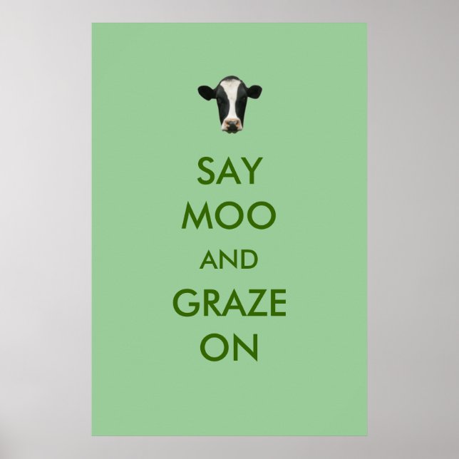 Poster Dites Moo et Graz sur l'affiche drôle de la vache (Devant)