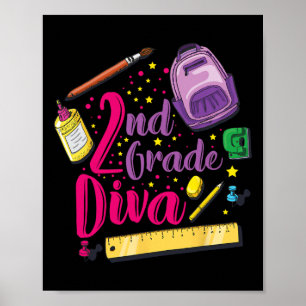 Poster Diva 2e Année Premier Jour De L'École Vêtements Fi