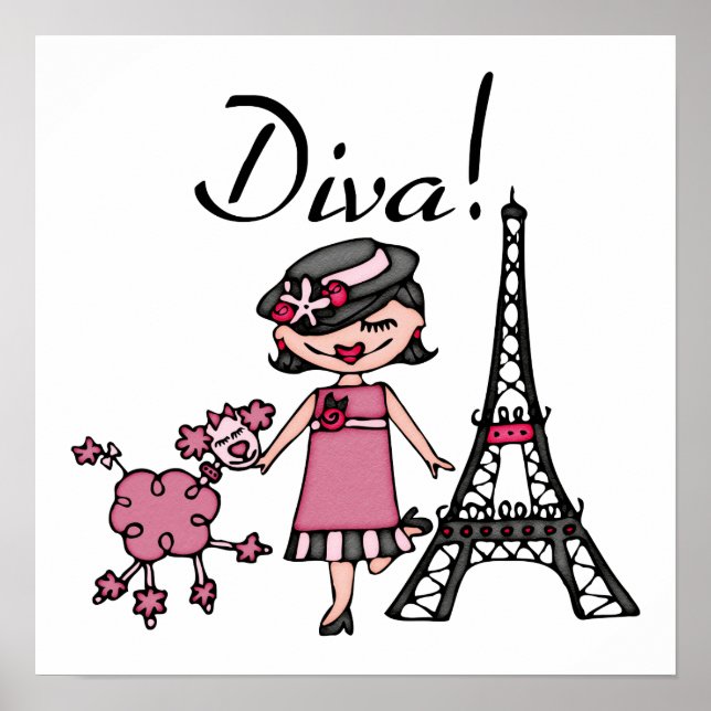 Poster Diva des cheveux noirs (Devant)
