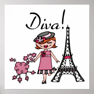 Poster Diva rouge de cheveux