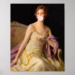 Poster Divas au Bubble Gum en robe jaune 