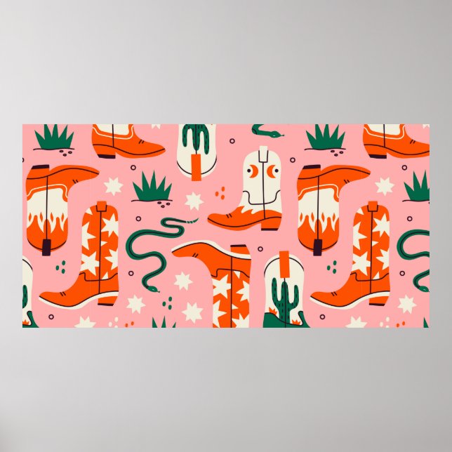 Poster Divers motif bottes de cowboy (Devant)