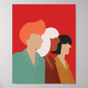 Poster Diversité des femmes - Moderne du milieu du siècle