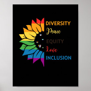 Poster Diversité Paix Équité Amour Inclusion - Rainbow Su