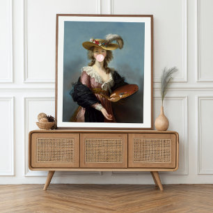 Poster Divina de Bubble Gum avec un chapeau de paille