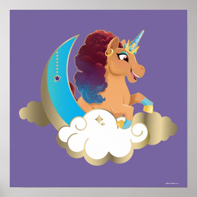 Poster Divine la licorne | Lune et nuages (Devant)