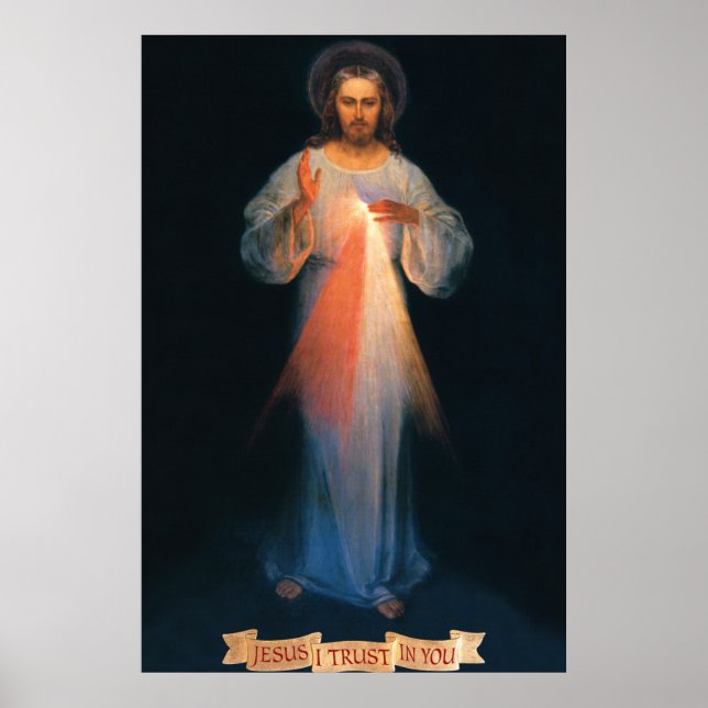 Poster Divine Mercy, St. Faustina, Jesus I Trust in You (Devant)