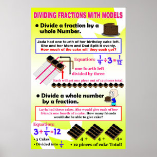 Poster Diviser les fractions avec les modèles {Math Poste