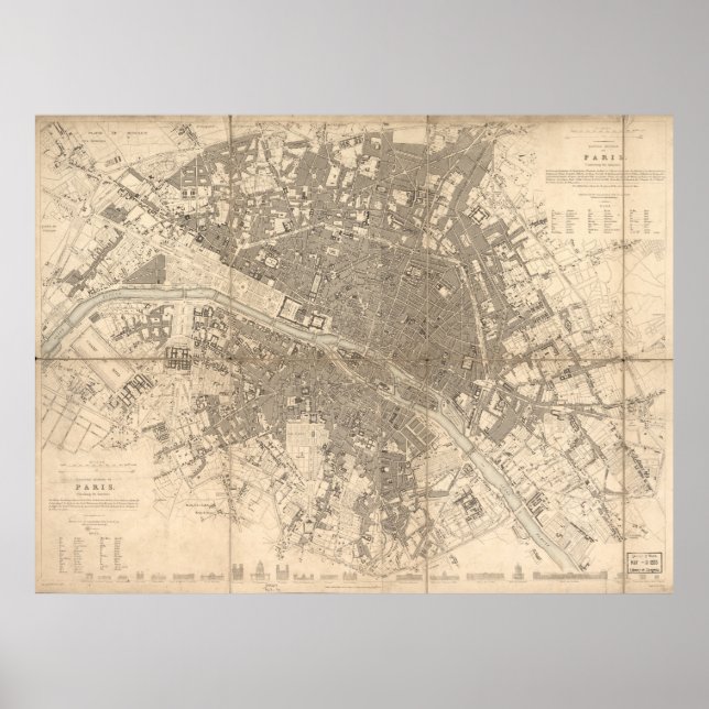 Poster Division Est de Paris Carte (1834) (Devant)