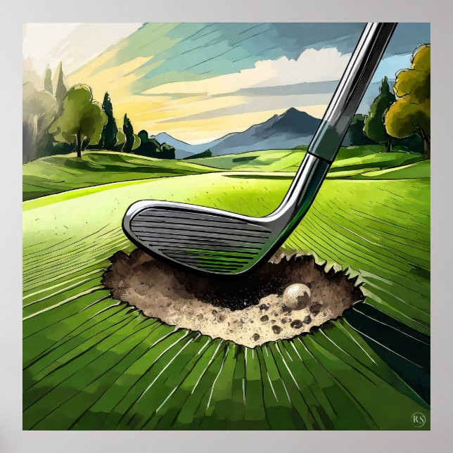 Poster Divot King - Golf Art Imprimer (Devant)