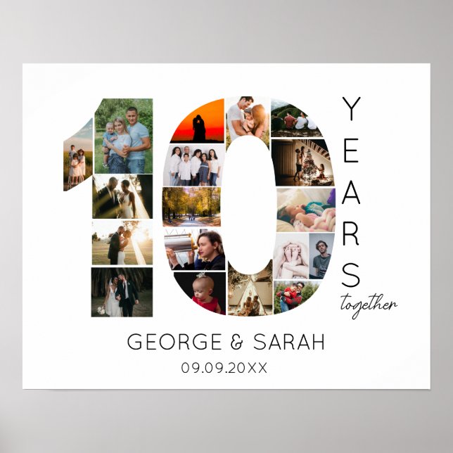Poster dix ans ensemble Mariage Anniversaire 18 Photo (Devant)