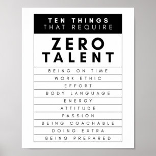 Poster Dix choses qui nécessitent un talent zéro 