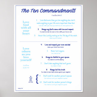 Poster Dix commandements pour les enfants - Marine/Lt. Bl