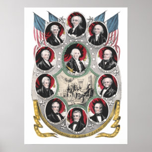 Poster Dix premiers Présidents des États-Unis
