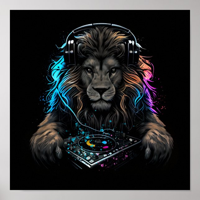 Poster DJ comme un lion sauvage (Devant)