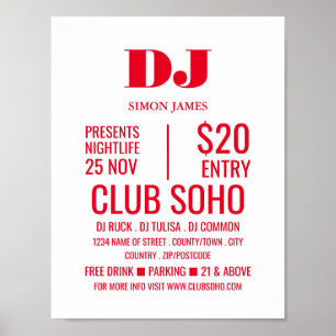 Poster DJ élégant, Club Event Publicité