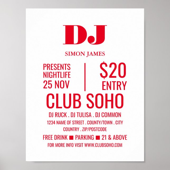 Poster DJ élégant, Club Event Publicité (Devant)