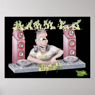 Poster DJ mark e g graffiti dessin animé imprimé/affiche