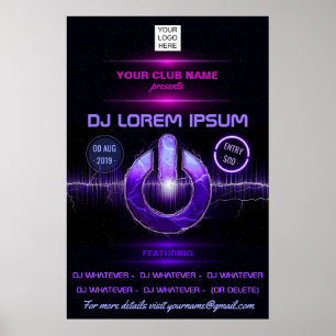 Poster DJ Music and Dance Gig ajouter photo et logo invit