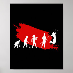 Poster Dminton Player Evolution Funny Sports Entraîneur G