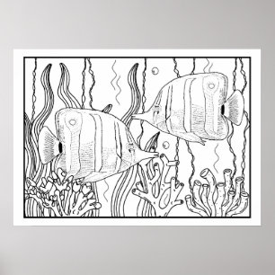 Poster do-it-yourself coloriage de l'aquarium trop