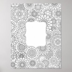 Poster do-it-yourself Fleurs de coloriage Adultes 