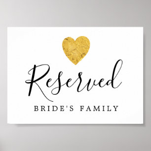 Poster do-it-yourself Gold Foil Coeur Mariage Réservé Sig