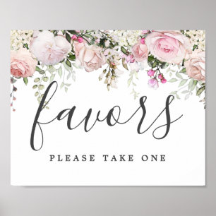 Poster do-it-yourself Rose Rustique Blanc Floral Mariage