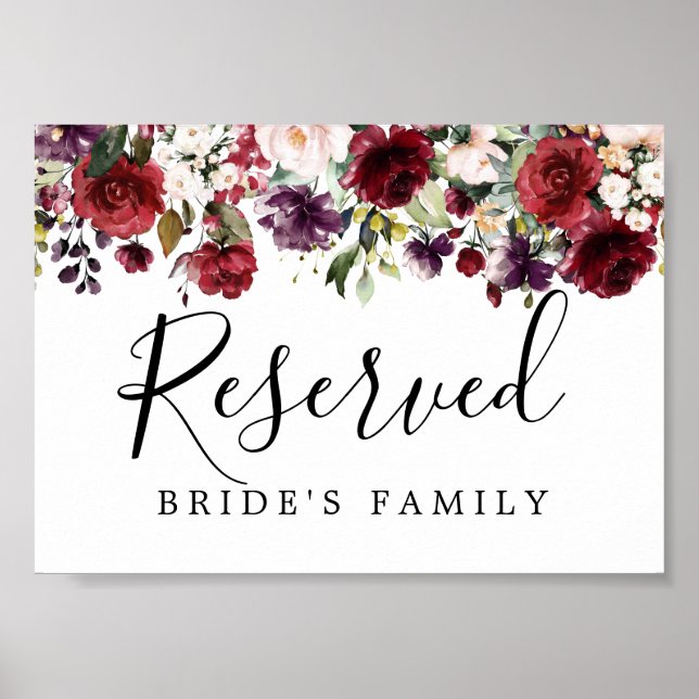 Poster do-it-yourself Rustique Rouge Floral Mariage Réser (Devant)