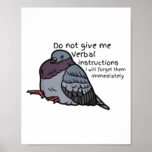 Poster Do Not Give Me Verbal Instrutions I Will Forget Th (Devant)