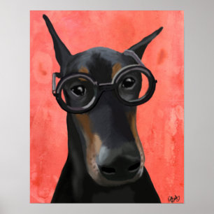 Poster Doberman avec lunettes