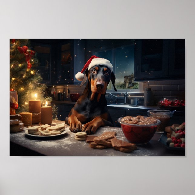 Poster Doberman Christmas Cookies Festive Holiday (Devant)