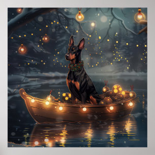 Poster Doberman Christmas Festive Voyage